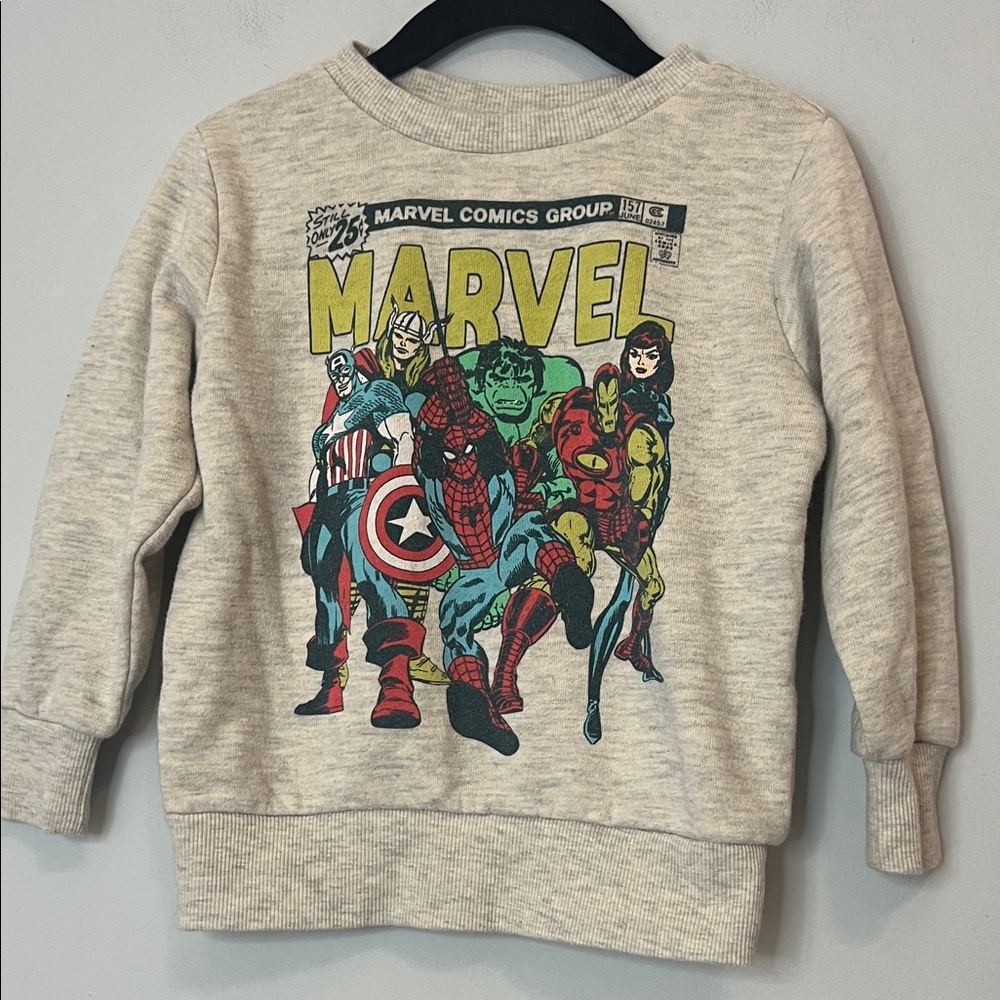 Marvel Kids Heroes Graphic Gray Red Blue Yellow Crewneck Sweatshirt Boys Size 2T
